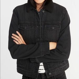 Sherpa-Lined Black Jean Jacket